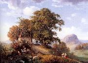 Oehme, Ernst Ferdinand An Autumn Afternoon near Bilin in Bohemia France oil painting artist